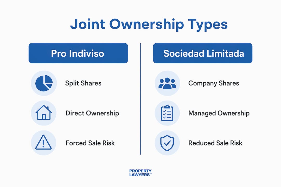 Infographic comparing joint ownership types in Spain