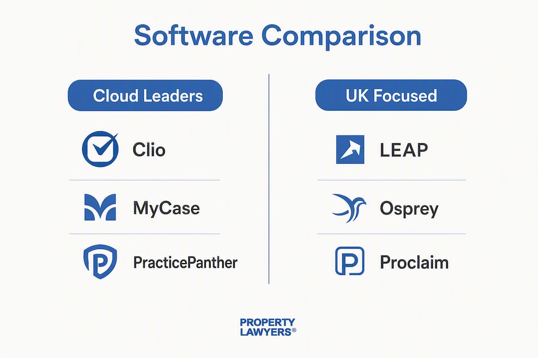 Infographic comparing legal software categories