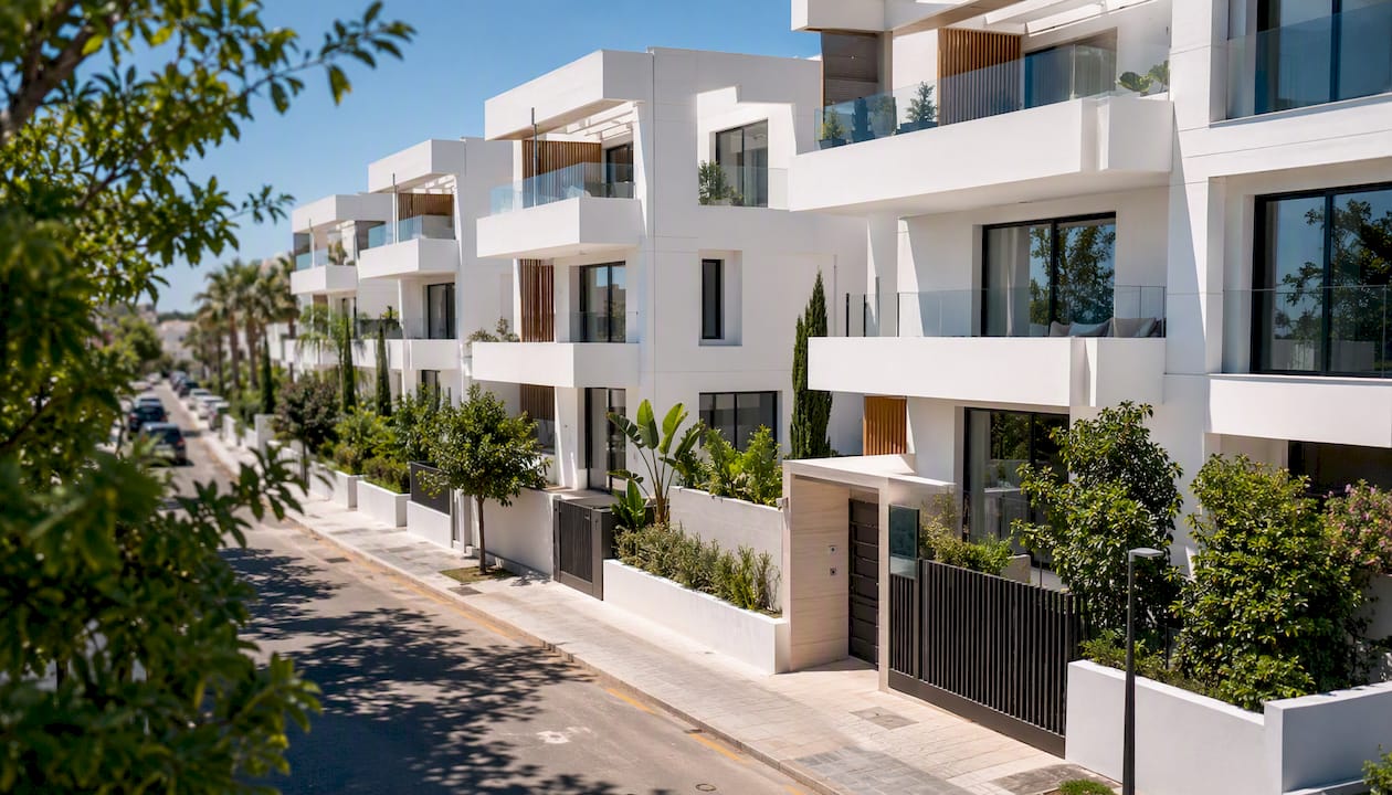 New build residential block exterior in Spain