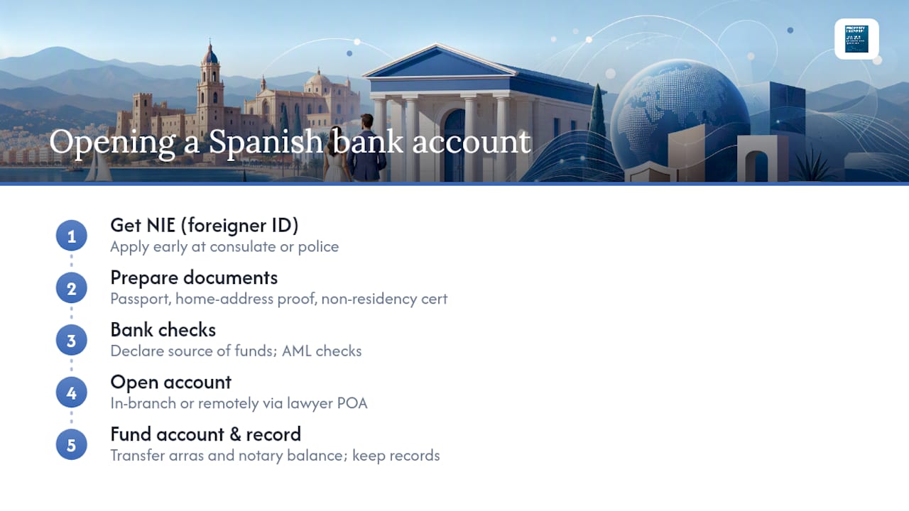 How do non-residents open a Spanish bank account? — overview diagram