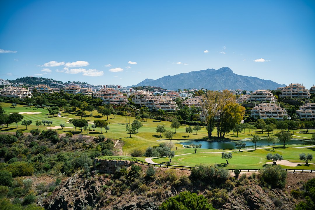 Golf course and mountains on the Costa del Sol near Marbella